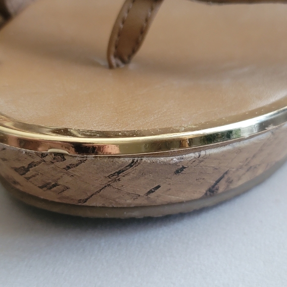 Women's Platform Wedges Strap Sandals In Tan / Nude Color Size 7 1/2 - Picture 15 of 15